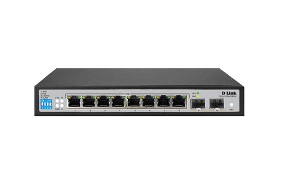 DLINK 250M 8-Port 1000Mbps PoE Switch with 2 SFP Ports (DGS-F1100-10PS-E) - SourceIT