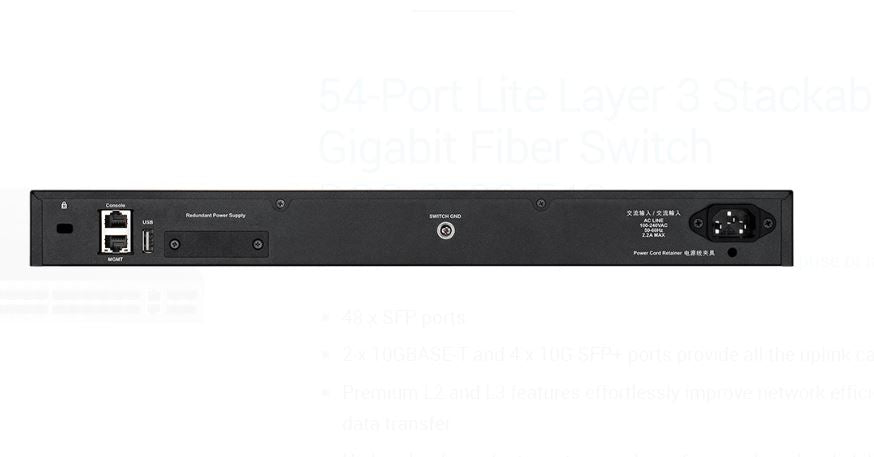 DLINK 54-Port Lite Layer 3 Stackable Managed Gigabit Fiber Switch (DGS ...