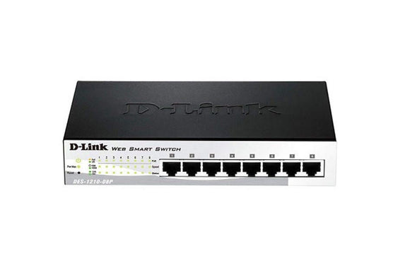 DLINK 8-port Fast Ethernet Smart Managed 72W PoE Switch (DES-1210-08P) - SourceIT