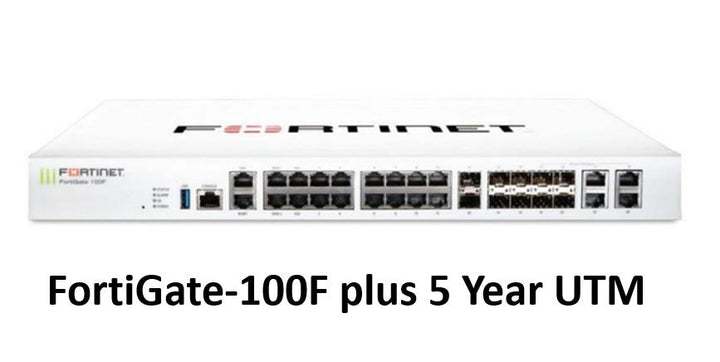 Fortinet FortiGate-100F Hardware plus 24x7 FortiCare and FortiGuard Unified (UTM) Protection (FG-100F-BDL-950-12) - SourceIT