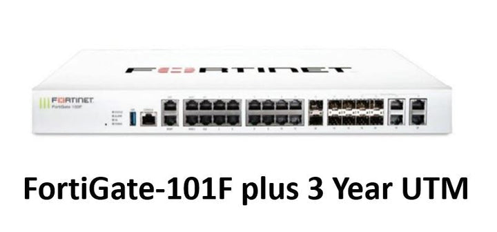 Fortinet FortiGate-101F Hardware plus 24x7 FortiCare and FortiGuard Unified (UTM) Protection (FG-101F-BDL-950-12) - SourceIT