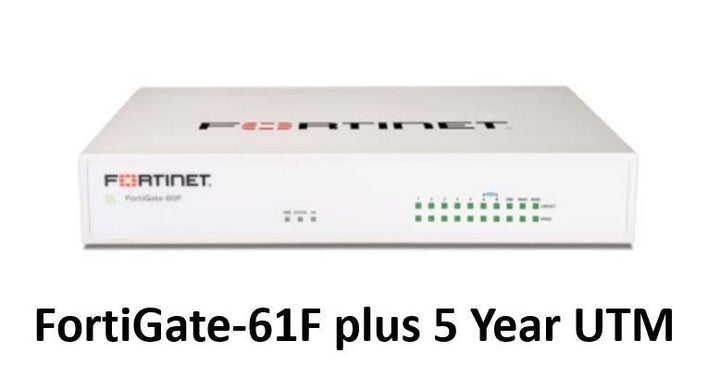 Fortinet FortiGate-61F Hardware plus 24x7 FortiCare and FortiGuard Unified (UTM) Protection (FG-61F-BDL-950-12) - SourceIT