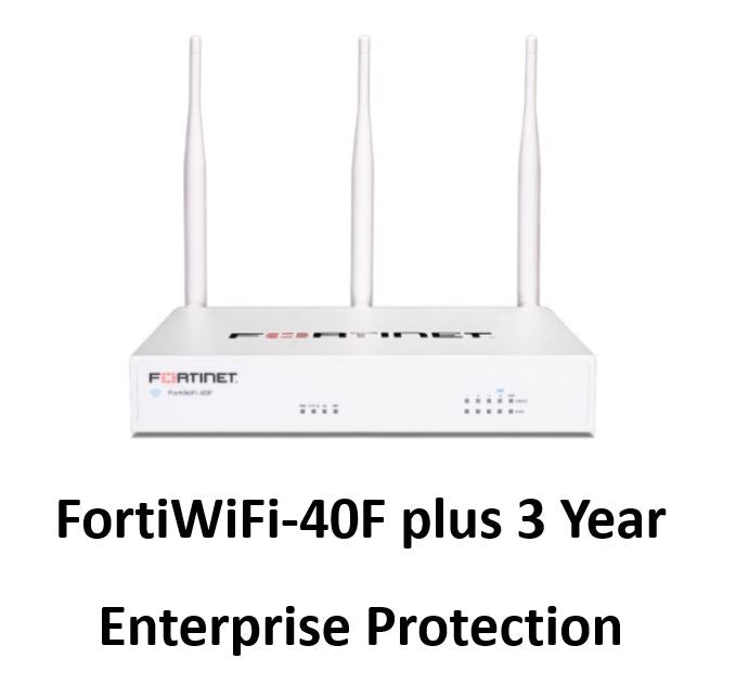 Fortinet FortiWiFi-40F Hardware plus 24x7 FortiCare and FortiGuard Enterprise Protection (FWF-40F-S-BDL-811-12) - SourceIT