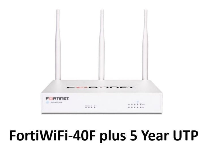 Fortinet FortiWiFi-40F Hardware plus 24x7 FortiCare and FortiGuard Unified Threat Protection (UTP) (FWF-40F-S-BDL-950-12) - SourceIT