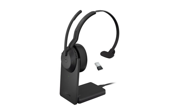 Jabra Evolve2 55 Link380 USB-A UC Mono Wireless Headset with Stand (25599-889-989) - SourceIT