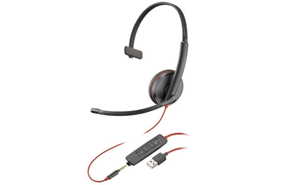 Poly Blackwire 3215 Mono Office Headset USB-A, 3.5mm (209746-201) - SourceIT