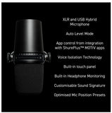 Shure MV7 Dynamic Podcasting Microphone, XLR/USB Output Black (MV7-K) - SourceIT