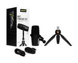 Shure MV7 Dynamic Podcasting Microphone, XLR/USB Output, With Mini Tripod Stand Black (MV7-K-BNDL) - SourceIT